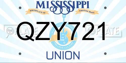 QZY721 Mississippi License Plate