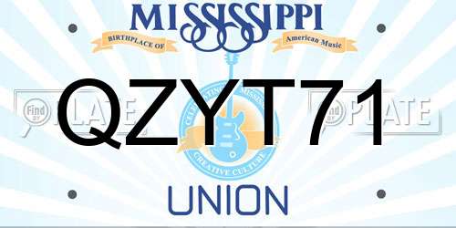QZYT71 Mississippi License Plate