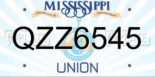 QZZ6545 Mississippi License Plate