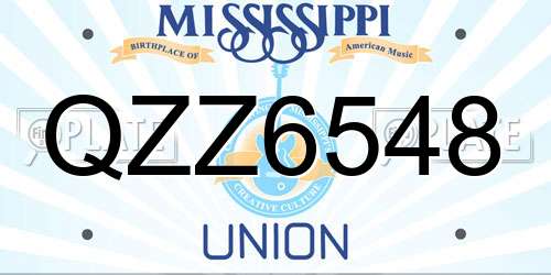 QZZ6548 Mississippi License Plate