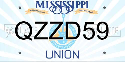 QZZD59 Mississippi License Plate