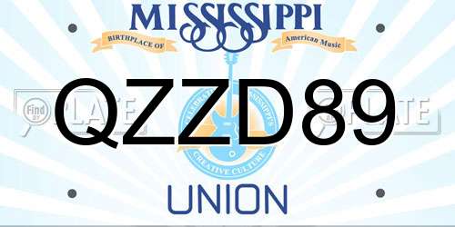 QZZD89 Mississippi License Plate