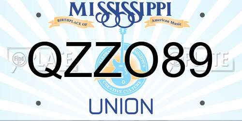 QZZO89 Mississippi License Plate
