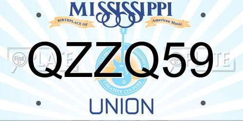 QZZQ59 Mississippi License Plate