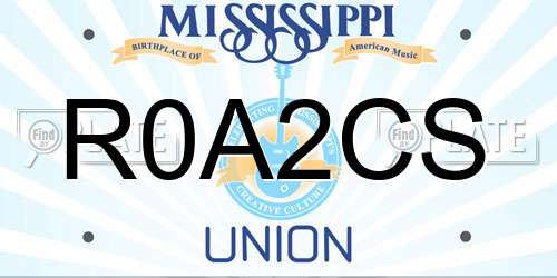R0A2CS Mississippi License Plate