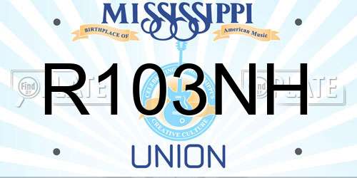 R103NH Mississippi License Plate