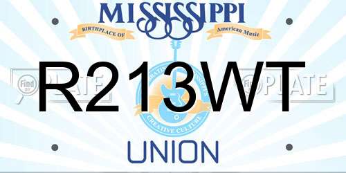 R213WT Mississippi License Plate