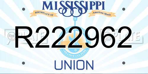 R222962 Mississippi License Plate
