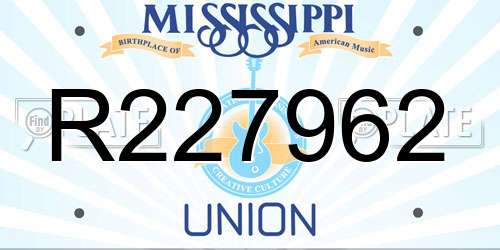 R227962 Mississippi License Plate