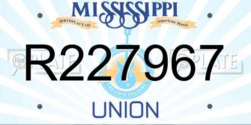 R227967 Mississippi License Plate