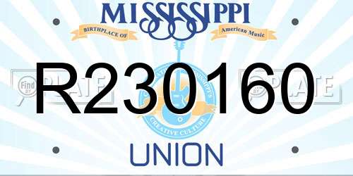 R230160 Mississippi License Plate