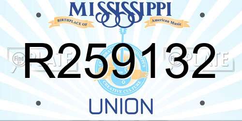 R259132 Mississippi License Plate