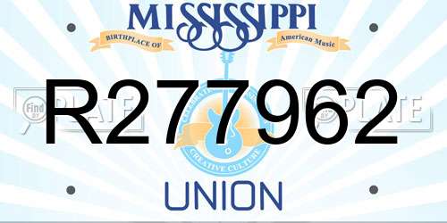 R277962 Mississippi License Plate
