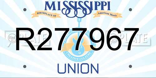 R277967 Mississippi License Plate