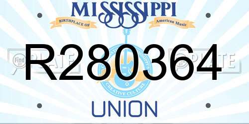 R280364 Mississippi License Plate