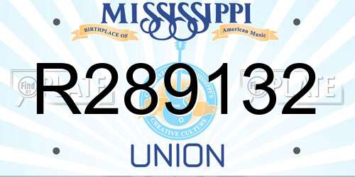 R289132 Mississippi License Plate