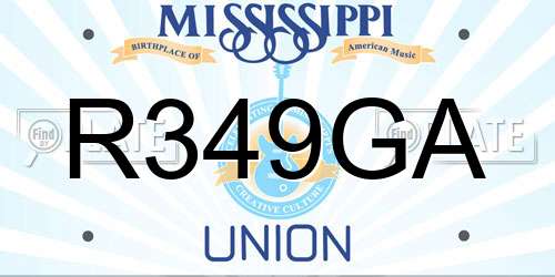 R349GA Mississippi License Plate