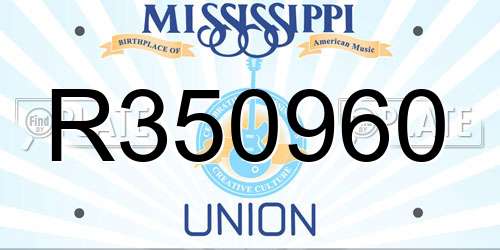 R350960 Mississippi License Plate