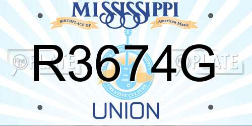 R3674G Mississippi License Plate