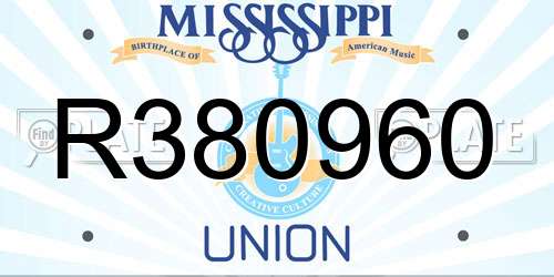 R380960 Mississippi License Plate