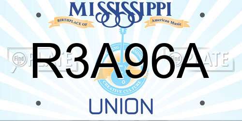 R3A96A Mississippi License Plate