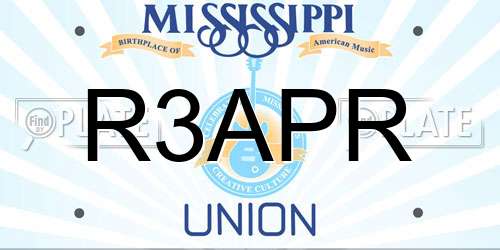 R3APR Mississippi License Plate