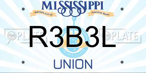 R3B3L Mississippi License Plate