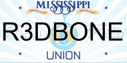 R3DBONE Mississippi License Plate