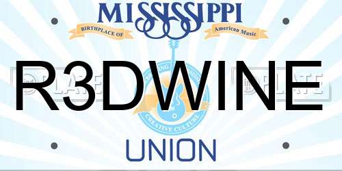 R3DWINE Mississippi License Plate