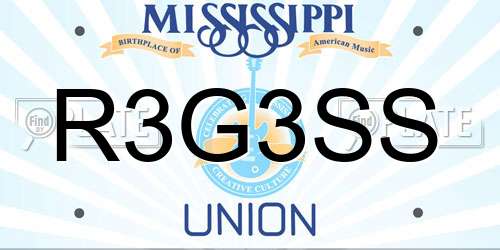 R3G3SS Mississippi License Plate