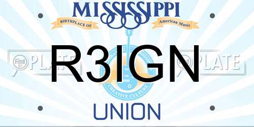 R3IGN Mississippi License Plate