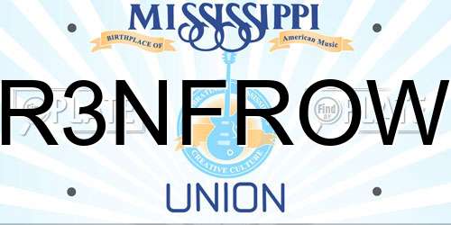 R3NFROW Mississippi License Plate