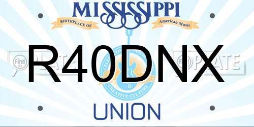 R40DNX Mississippi License Plate