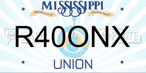 R40ONX Mississippi License Plate
