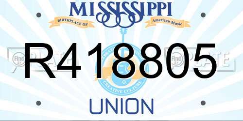 R418805 Mississippi License Plate