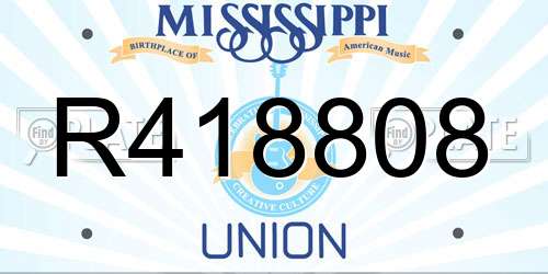 R418808 Mississippi License Plate