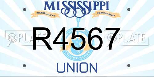 R4567 Mississippi License Plate
