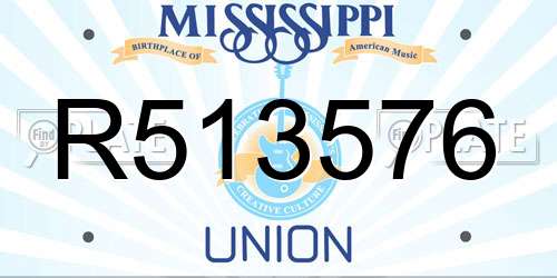 R513576 Mississippi License Plate