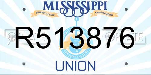R513876 Mississippi License Plate