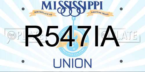 R547IA Mississippi License Plate