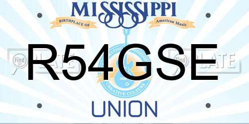 R54GSE Mississippi License Plate