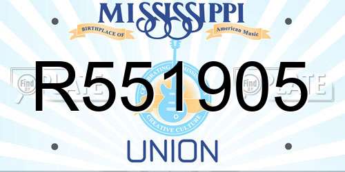 R551905 Mississippi License Plate