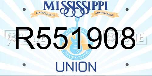 R551908 Mississippi License Plate