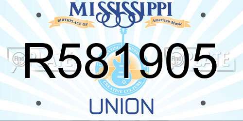 R581905 Mississippi License Plate