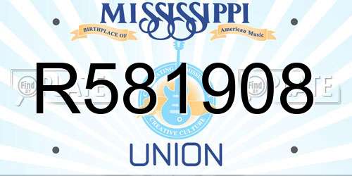 R581908 Mississippi License Plate