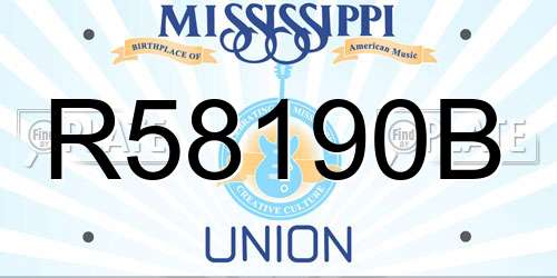 R58190B Mississippi License Plate