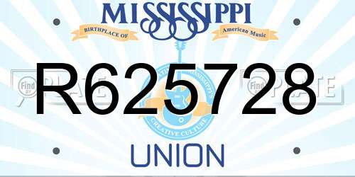 R625728 Mississippi License Plate
