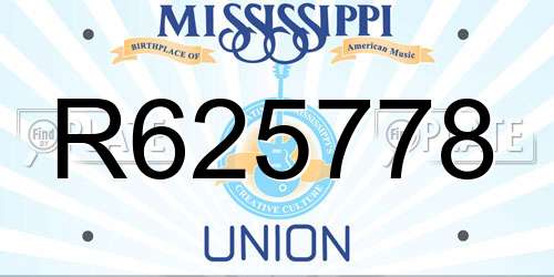 R625778 Mississippi License Plate