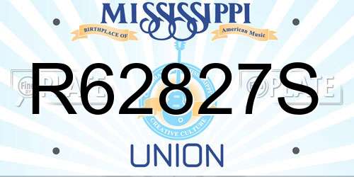 R62827S Mississippi License Plate