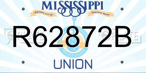 R62872B Mississippi License Plate